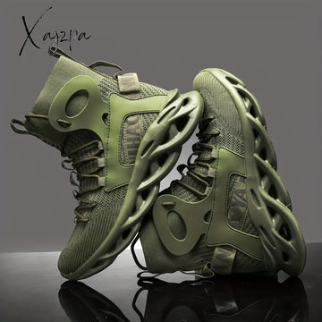 Mens High Top Breathable Shock Absorption Blade Type Lace Up Shoes - Superior Cushioning Non-Slip